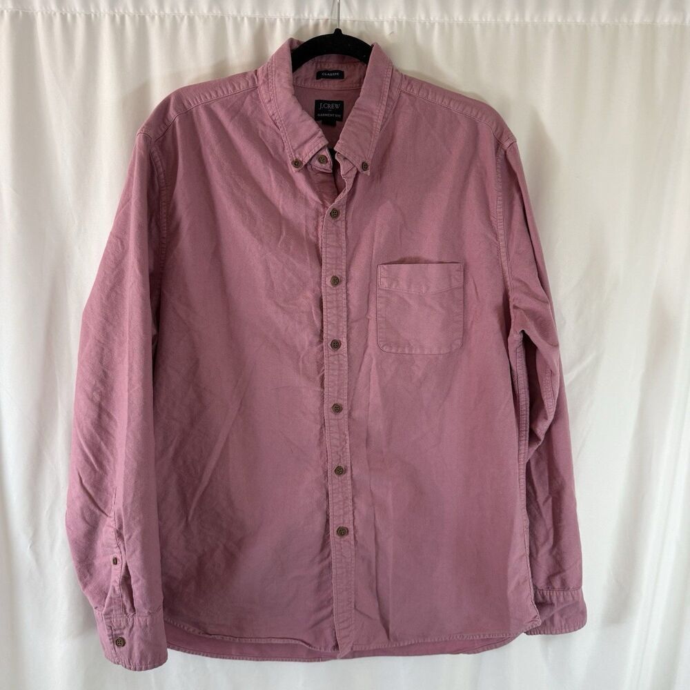 J. Crew Shirt Men's XL Red Button Up Long Sleeve Garment Dye Classic Fit